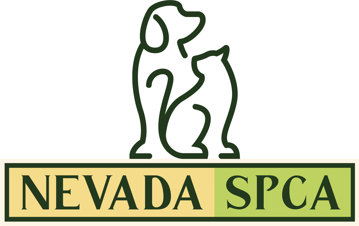 Nevada SPCA logo featuring dog and cat silhouettes, community partner of Animal Emergency Center of Las Vegas supporting animal welfare across Southern Nevada 